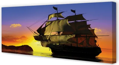 Imagen del producto de Cuadro decorativo para pared, 125x50 cm, diseño de cielo, barco y mar