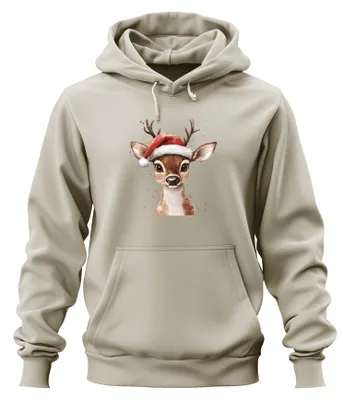 Produktbild von Weihnachten Rentier Aquarell Rehkitz süß Santa Geschenk Hoodie Kapuzenpullover, Natur, S