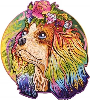 Imagen del producto de Puzzle 2D "Cachorritos para la suerte": Bella, color blanco y marrón, de madera, 110 piezas