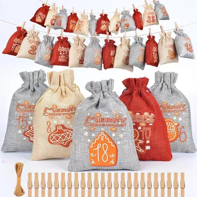 Produktbild von Adventskalender zum Befüllen Kinder Weihnachtskalender 24 Säckchen