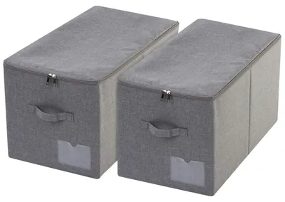 2er-Set stabile Aufbewahrungsboxen, dunkelgrau, 60 L
