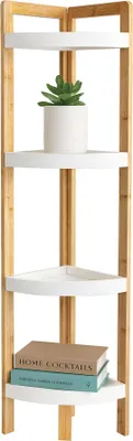 Produktbild von Eckregal aus Bambus mit Ablagen - Platzsparendes Design