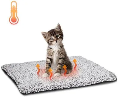 Image de Tapis chauffant pour animaux - Couverture chauffante pour chats - 60 x 45 cm - Tapis chauffant pour chats sans électricité - Doux et moelleux - Facile à utiliser - Convient aux chats et aux petits animaux de compagnie - Gris