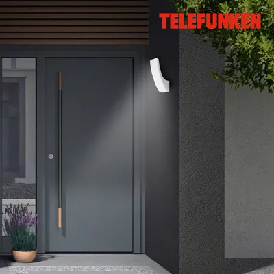 Obrázek produktu pro TELEFUNKEN GENT LED venkovní nástěnné svítidlo, krytí IP44 proti stříkající vodě, neutrální bílé světlo, stříbrná barva, 26,3 x 8,6 x 14,4 cm