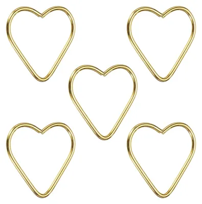 5 herzförmige Traumfängerringe aus Metall, 5 cm, Gold