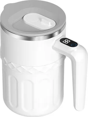 Obrázok produktu pre Zimilo Elektrický samomiešací hrnček na kávu s ukazovateľom teploty, magnetickým miešadlom, 380 ml, USB nabíjanie, na nápoj, proteíny, sóju, do kancelárie, do auta, biely