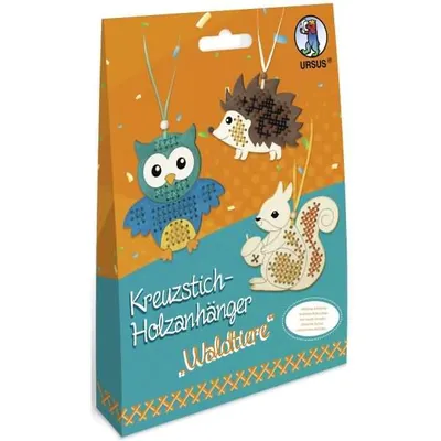 Produktbild von URSUS Kreuzstich-Holzanhänger Waldtiere, Tiere, Mehrfarbig, 3 Stück(e)
