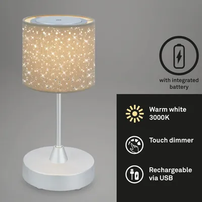 Produktbild von BRILONER LED-Akku-Tischleuchte  7443011 Chrom-matt, 3W, 330lm, 3300K, IP44