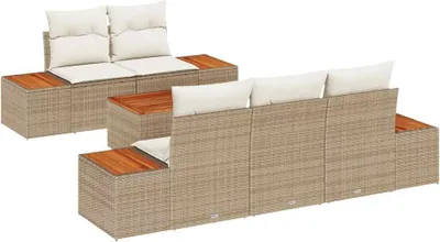 Produktbild von vidaXL Garten-Sofa-Set 6 stk. Beige Poly Rattan