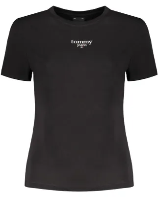 Produktbild von Schwarzes Damen Kurzarm T-Shirt mit Rundhals und Logo-Druck