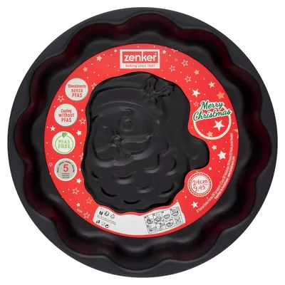 Productafbeelding van Zenker 3D-taartvorm, diameter 24 cm, met kerstmanmotief, gemaakt van koolstofstaal met antiaanbaklaag
