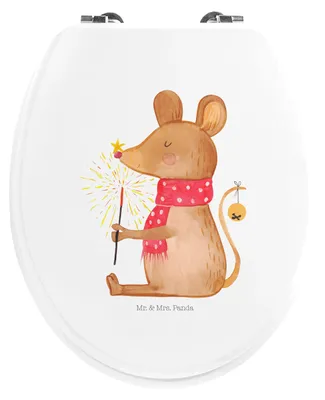 Produktbild von Mr. & Mrs. Panda Toilettendeckel Maus Weihnachten - Weiß - Geschenk, Weihnachtsmotiv, WC Sitz, Mäuschen, Klodeckel, Frohe, mdf, Weihnachtsgruß, Klositz