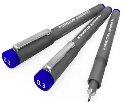 Produktbild von Staedtler 308 Pigment Liner Fineliner - 0,3mm - 3 Stück - blau
