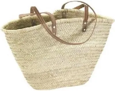 Image de Sac en feuilles de palmier avec bandoulière en cuir