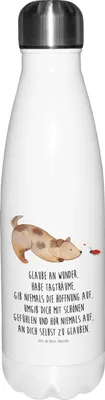 Produktbild von Mr. & Mrs. Panda Thermosflasche Hund Marienkäfer - Weiß - Geschenk, edelstahl wasserflasche, Hoffnung, thermobottle, Mischlinghund, Trinkflasche, thermosflaschen, Sprüche