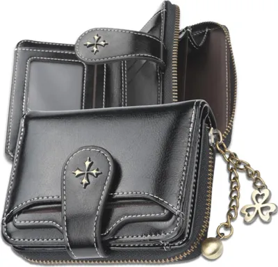 Produktbild von EDIBAZZAR | Klassische kleine Retro-Geldbörse für Damen, schwarz