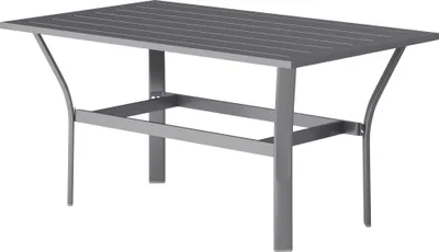 Produktbild von Beistelltisch Metall Balkontisch mit Lamellendesign wetterfest Kaffeetisch Gartentisch 91,5 x 55 x 45 cm Dunkelgrau