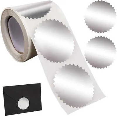 Produktbild von Zertifikat-Auszeichnungen - Runde Metalletiketten - 5 cm - Silberfarben