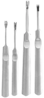 Obrázek produktu pro Sada nástrojů z nerezové oceli pro zpracování kůže – 4 kusy – ve tvaru V/U – ideální pro práci s kůží – ručně vyrobené nástroje