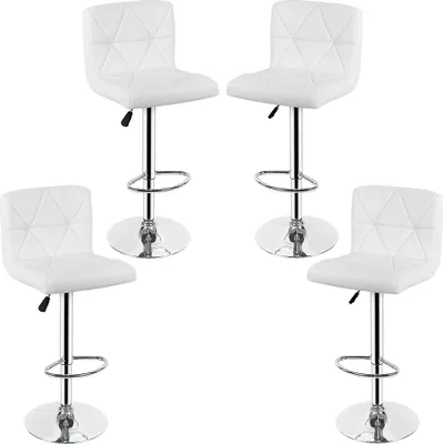 Produktbild von 4er Set Barhocker Barstuhl Tresenhocker Küchenhocker Schiefes Gitter Rückenlehne Weiß