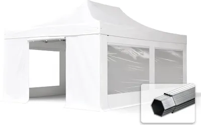 Produktbild von TOOLPORT 4x6m Aluminium Faltpavillon, inkl. 4 Seitenteile, weiß