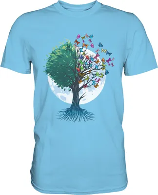 Produktbild von Natur Schmetterling Baum T-Shirt – Sky Blue / XL
