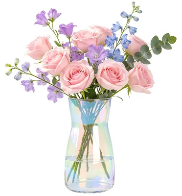 Image de Vase en verre - Effet irisé - Pour bouquets - 20 cm