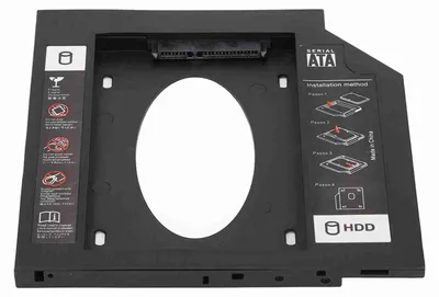 Zdjęcie produktu dla Uniwersalna kieszeń HDD Caddy 9,5 mm, 2,5 cala, SATA–SATA, na drugi dysk twardy lub dysk SSD, z pokrywą, do gniazda napędu CD/DVD-ROM w laptopie