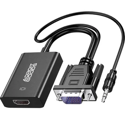Obrázok produktu pre AdroitGoods Kábel VGA (D-Sub) na HDMI 1.4 - 25 cm - čierny