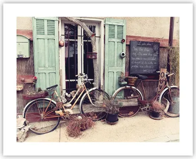 Produktbild von Poster - Poster ohne Rahmen - Fahrräder Vintage Mietshaus - 50x40 cm - Wand Bild - Wanddeko - Wandbilder - Kunstposter - Wandposter - Bilder - Kunstdruck - Wanddekoration - Wandbild - P2XAA50x40-4588