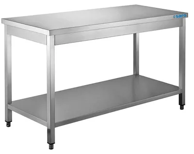 Image de Table de travail Saro 1200 x 700 x 850 mm avec piètement en acier inoxydable