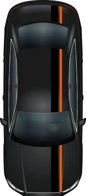 Produktbild von Rennstreifen Set Schwarz Glanz/Orange Streifen Stripes Zubehör Auto Haube Dach