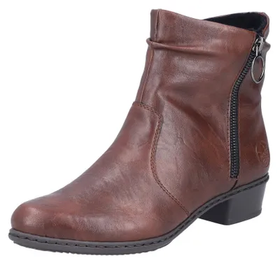 Image de Rieker Damen Stiefelette Zipper Blockabsatz Boot Y0741, Taille:39 EU, Couleur:Gris