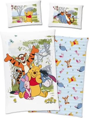 Produktbild von Disney Winnie the Pooh Kinder Bettwäsche 40x60cm + 100x135cm 100% Baumwolle Renforcé