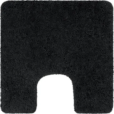 Produktbild von Spirella Badteppich Badematte Duschvorleger Mikrofaser Hochflor | flauschig | rutschhemmend | geeignet für Fußbodenheizung | 55x55 cm mit WC Ausschnitt  | Schwarz