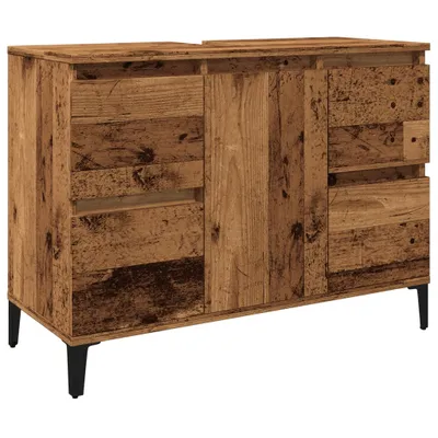Zdjęcie produktu dla vidaXL Szafka pod umywalkę o wyglądzie starego drewna 80x33x60 cm materiał drewnopochodny