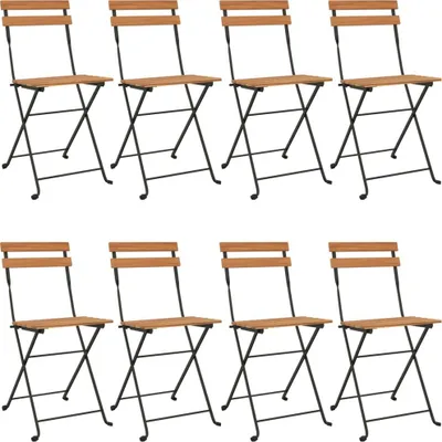 Produktbild von vidaXL Bistrostühle 8 Stk. Klappbar Massivholz Teak und Stahl