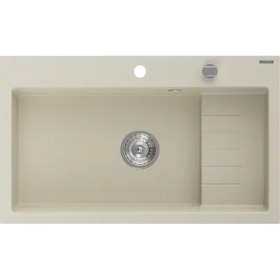 Zdjęcie produktu dla Mexen Omar zlewozmywak granitowy 1-komorowy 800 x 480 mm, beżowy, syfon chrom - 6520801005-69