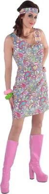 Produktbild von M213127-L-A bunt Damen Hippykostüm Hippykleid Gr.L