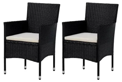 Produktbild von 2er Set Gartenstuhl aus Poly Rattan in Schwarz