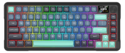 Obrázek produktu pro REDRAGON K724GBG-RGB-PRO Behemoth, Bezdrátový, USB + RF Wireless + Bluetooth, Mechanický spínač, Šedá, Modrá