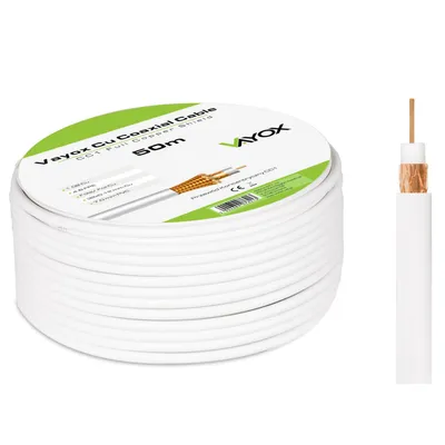 Obrázek produktu pro Vayox Kabel anten antenowy CC1 | 50 m | 50 m | 1,02 Cu | 75Ohm | Cu fólie | Bílé
