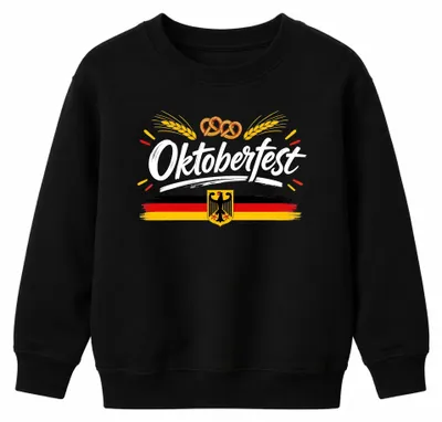 Produktbild von Deutschland Trachtenshirt Lederhose Prost Kinder Sweatshirt Pullover, Schwarz, 116