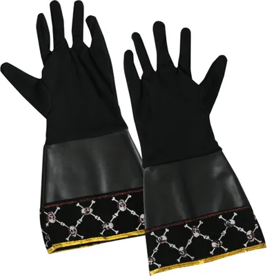 Produktbild von Piraten Seeräuber Handschuhe mit Totenköpfen Schwarz Halloween Karneval Party