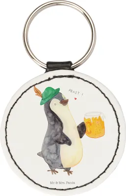 Produktbild von Mr. & Mrs. Panda Anhänger Pinguin Bier - Weiß - Geschenk, Schlüsselanhänger, , motiv, Beschwippst, Taschenanhänger, für schlüssel, mini