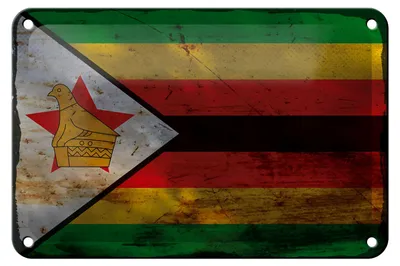 Produktbild von Blechschild Flagge Simbabwe 18x12cm Flag of Zimbabwe Rost Dekoration