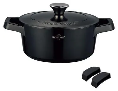 Image de Faitout 20cm avec couvercle 2,5L Tous feux dont induction Noir Swiss Haus SH-ZC20B