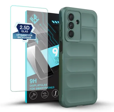 Produktbild von Handy Hülle für Samsung Galaxy A26 5G mit 9H Displayglas Displayschutz Plus Grip Case Cover Schutzhülle Softgrip Farbe: Grün