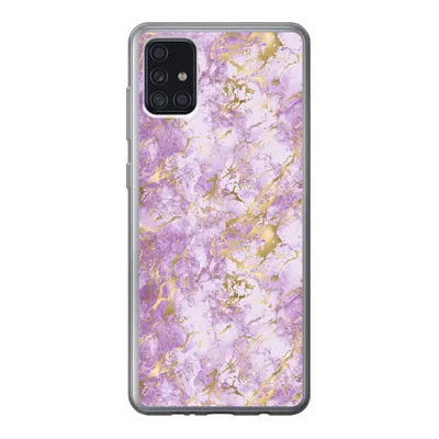 Produktbild von MuchoWow® Handyhülle Schutzhülle Hülle für Samsung Galaxy A52 5G Gold - Marmor - Muster - Lila Silikon Softcase Handy Hülle - Umschlag