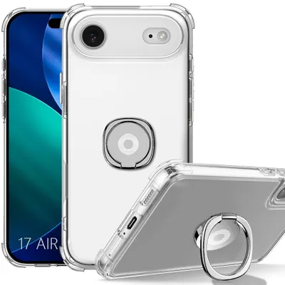 Image de Coque pour iPhone Air, Protection Silicone Transparent Antichoc avec Anneau Argenté